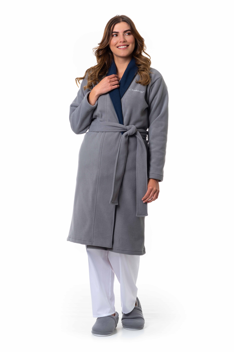 BATA MUJER DOBLE FLECCE GRIS