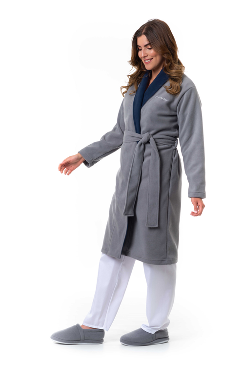 BATA MUJER DOBLE FLECCE GRIS