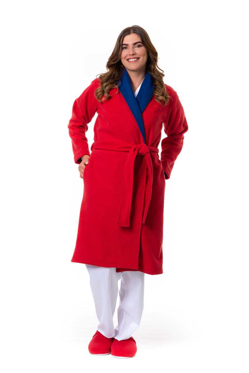BATA MUJER DOBLE FLECCE ROJO